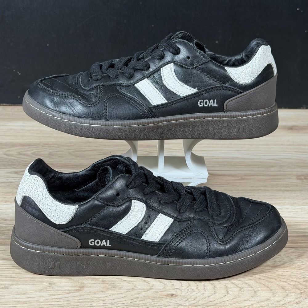 Coolway Goal Shoes Womens Size 7 Black White Brown Leather Athletic Sneakers
